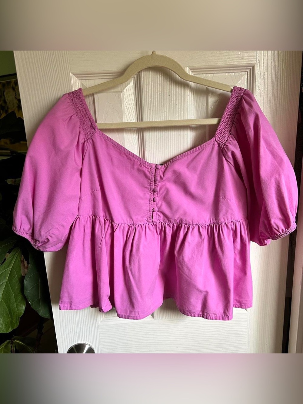 Pink Puff Sleeve Free People Top